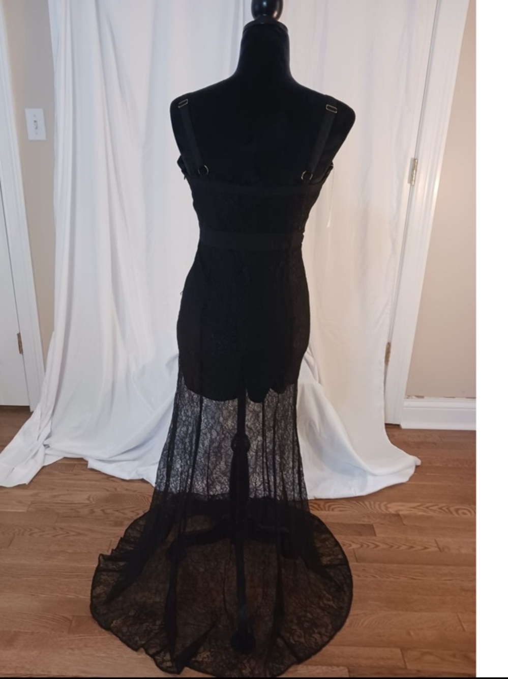 Marciano Black Lace High-Low Evening Dress